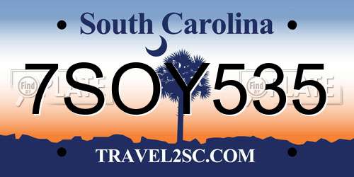 7SOY535 South Carolina License Plate