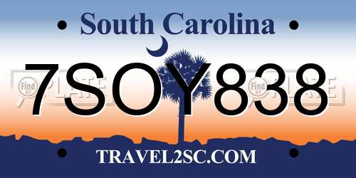 7SOY838 South Carolina License Plate