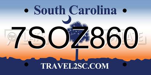 7SOZ860 South Carolina License Plate