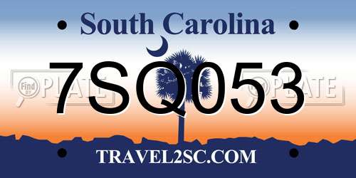 7SQ053 South Carolina License Plate