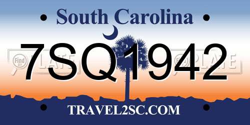 7SQ1942 South Carolina License Plate