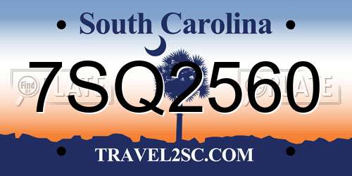 7SQ2560 South Carolina License Plate