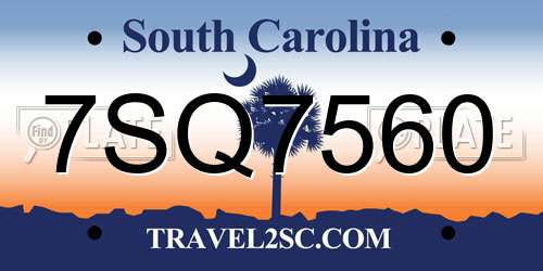 7SQ7560 South Carolina License Plate