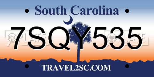 7SQY535 South Carolina License Plate