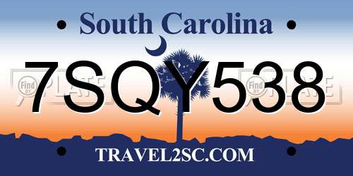 7SQY538 South Carolina License Plate