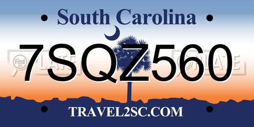 7SQZ560 South Carolina License Plate