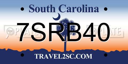 7SRB40 South Carolina License Plate