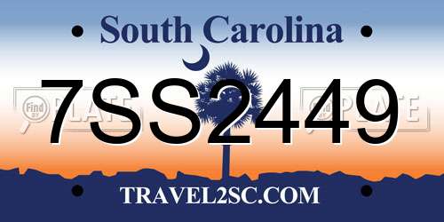 7SS2449 South Carolina License Plate