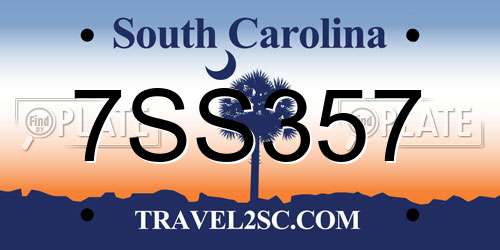 7SS357 South Carolina License Plate
