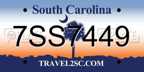 7SS7449 South Carolina License Plate