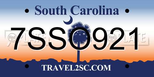 7SSO921 South Carolina License Plate