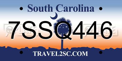 7SSQ446 South Carolina License Plate
