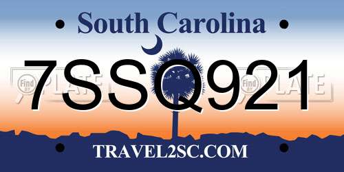 7SSQ921 South Carolina License Plate
