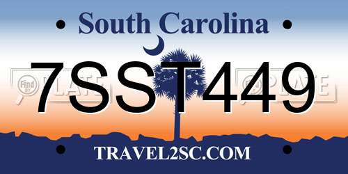 7SST449 South Carolina License Plate
