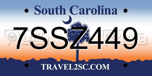 7SSZ449 South Carolina License Plate