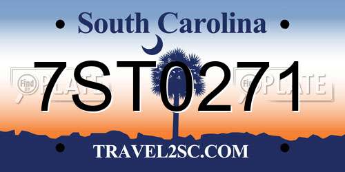 7ST0271 South Carolina License Plate