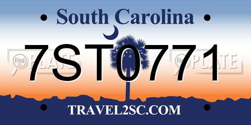 7ST0771 South Carolina License Plate