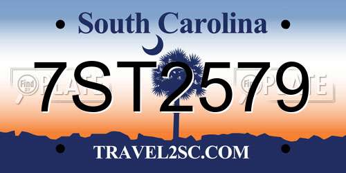 7ST2579 South Carolina License Plate