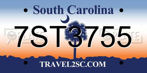 7ST3755 South Carolina License Plate