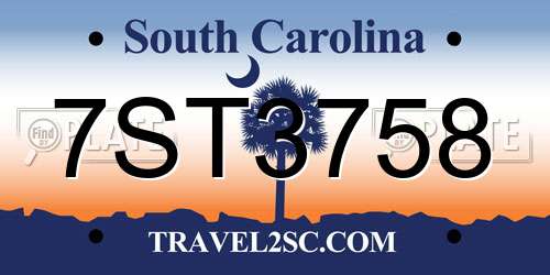 7ST3758 South Carolina License Plate
