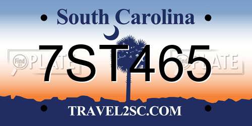 7ST465 South Carolina License Plate