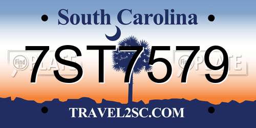 7ST7579 South Carolina License Plate