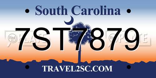 7ST7879 South Carolina License Plate