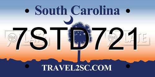 7STD721 South Carolina License Plate