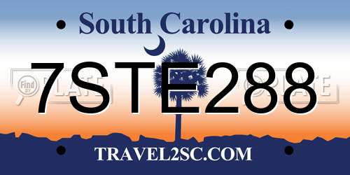 7STE288 South Carolina License Plate