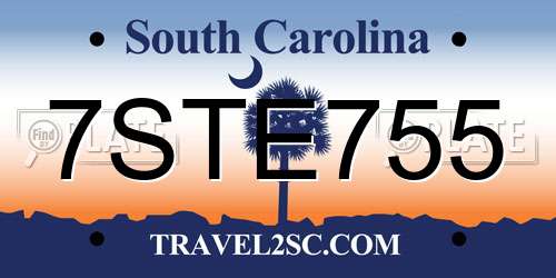 7STE755 South Carolina License Plate
