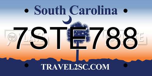 7STE788 South Carolina License Plate