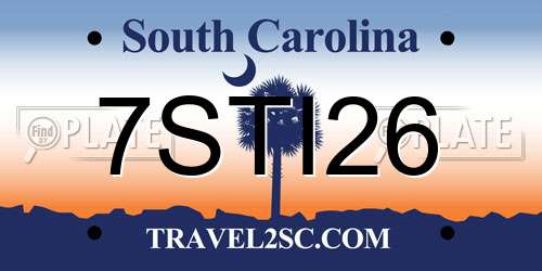 7STI26 South Carolina License Plate