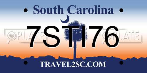 7STI76 South Carolina License Plate