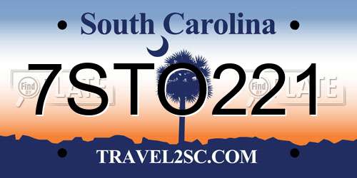 7STO221 South Carolina License Plate
