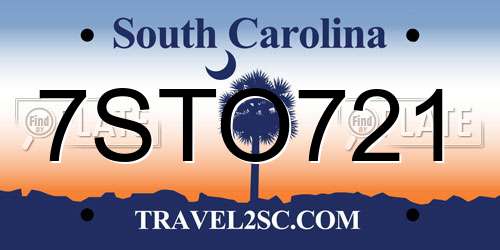 7STO721 South Carolina License Plate