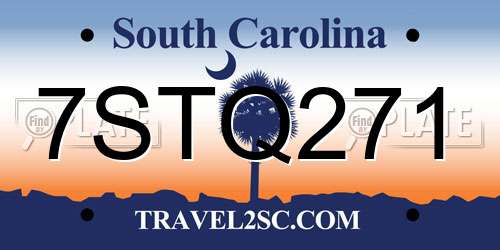 7STQ271 South Carolina License Plate