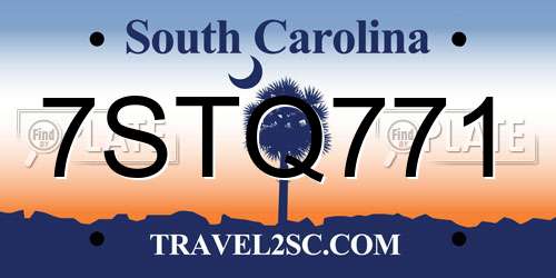 7STQ771 South Carolina License Plate