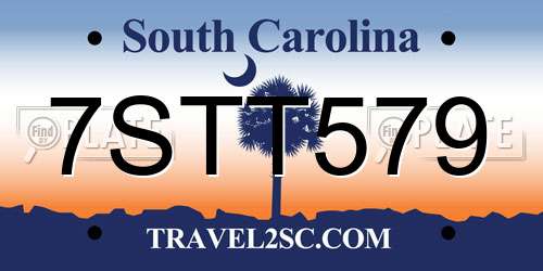 7STT579 South Carolina License Plate