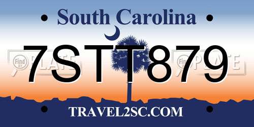7STT879 South Carolina License Plate