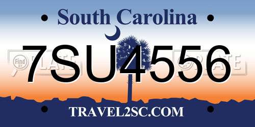 7SU4556 South Carolina License Plate