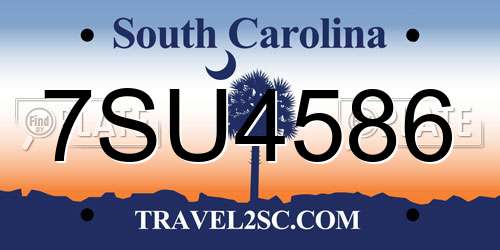 7SU4586 South Carolina License Plate
