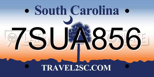 7SUA856 South Carolina License Plate