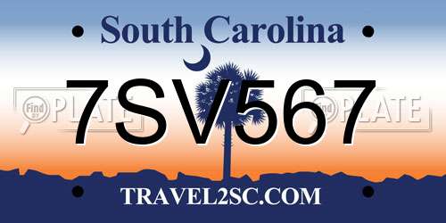 7SV567 South Carolina License Plate
