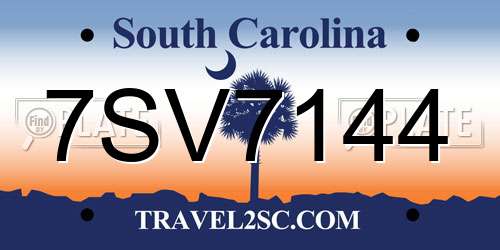 7SV7144 South Carolina License Plate