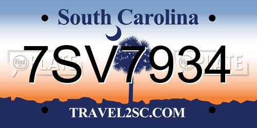 7SV7934 South Carolina License Plate
