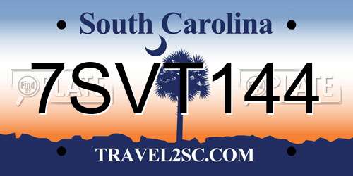7SVT144 South Carolina License Plate
