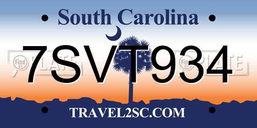 7SVT934 South Carolina License Plate