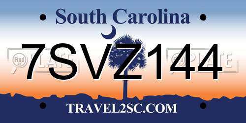 7SVZ144 South Carolina License Plate