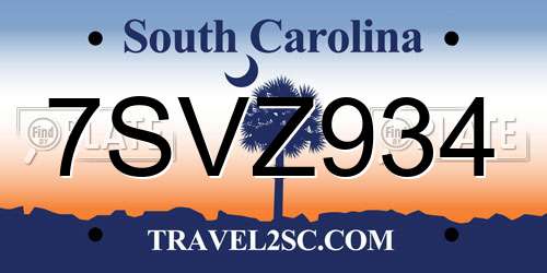 7SVZ934 South Carolina License Plate