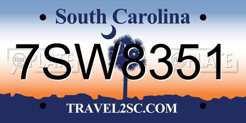 7SW8351 South Carolina License Plate